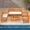 Costway 5 PCS Patio Furniture Set with Acacia Wood Frame & Removable Seat Cushions
